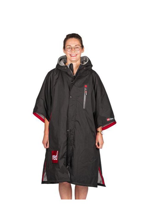 red paddle co women shorts sleeve change robe black/red