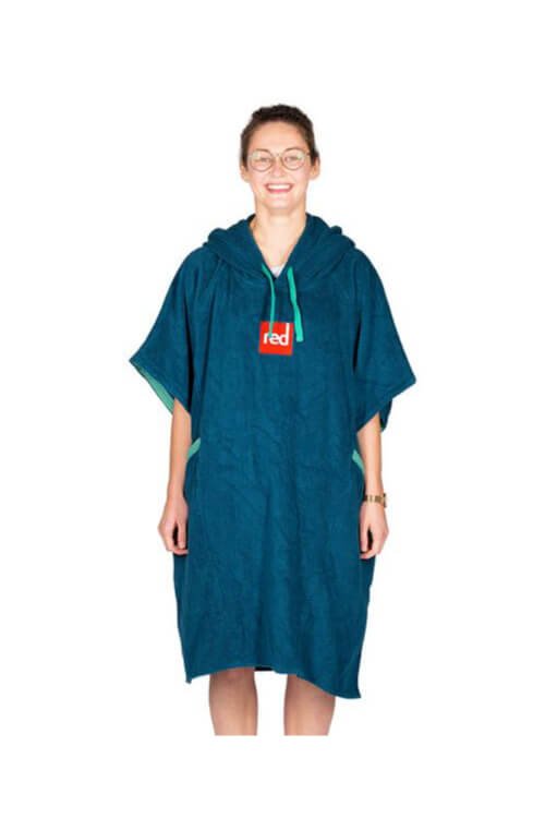 red paddle luxury towelling robe navy women